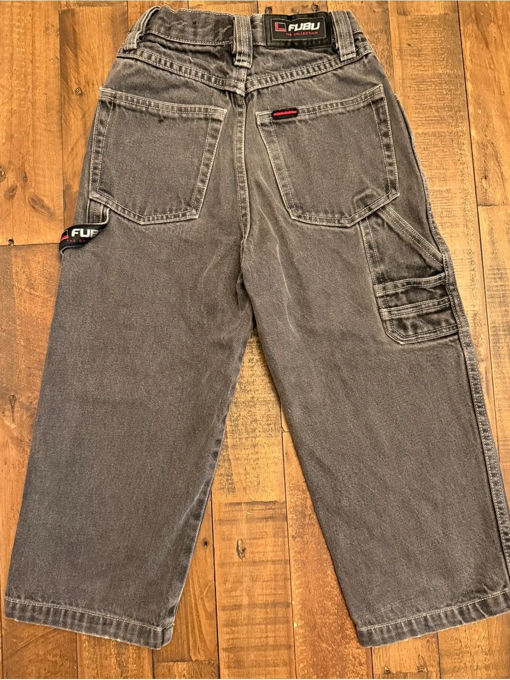 FUBU The Collection Kids Gray Carpenter Jeans Size 6 Baggy Y2K Skater Denim